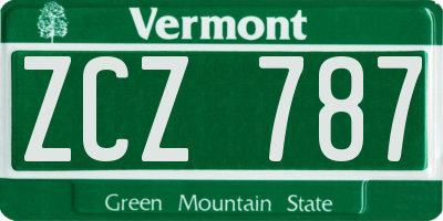 VT license plate ZCZ787