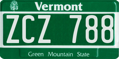 VT license plate ZCZ788