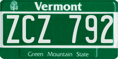 VT license plate ZCZ792