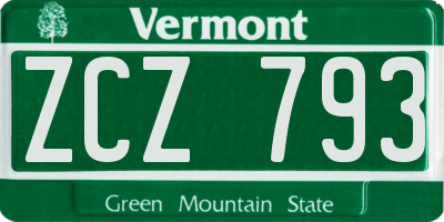 VT license plate ZCZ793