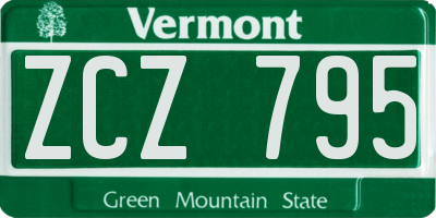 VT license plate ZCZ795