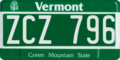 VT license plate ZCZ796