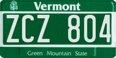 VT license plate ZCZ804