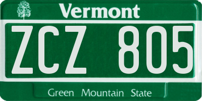 VT license plate ZCZ805