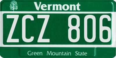 VT license plate ZCZ806