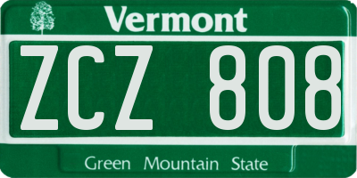 VT license plate ZCZ808