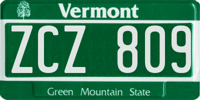 VT license plate ZCZ809