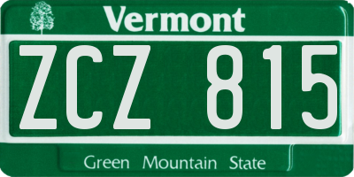 VT license plate ZCZ815