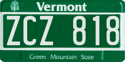 VT license plate ZCZ818