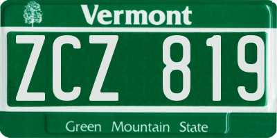 VT license plate ZCZ819