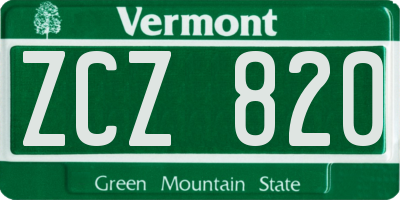 VT license plate ZCZ820