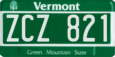 VT license plate ZCZ821
