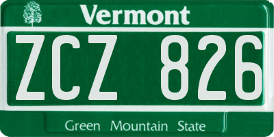 VT license plate ZCZ826