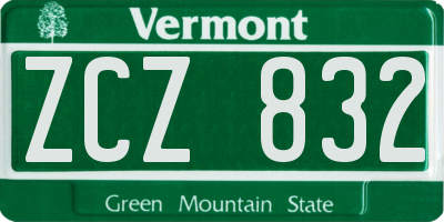VT license plate ZCZ832