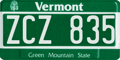VT license plate ZCZ835