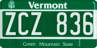 VT license plate ZCZ836