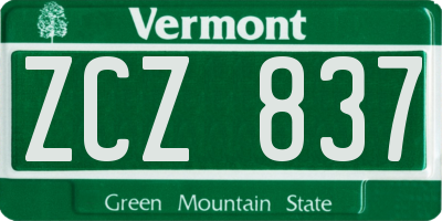 VT license plate ZCZ837