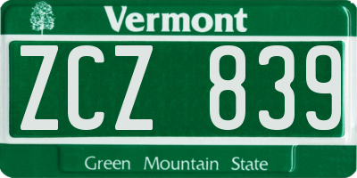 VT license plate ZCZ839