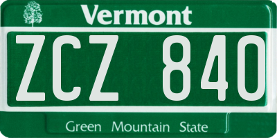 VT license plate ZCZ840