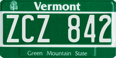VT license plate ZCZ842