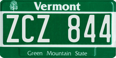 VT license plate ZCZ844