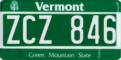 VT license plate ZCZ846