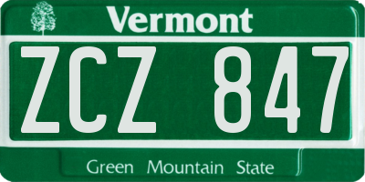 VT license plate ZCZ847