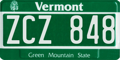 VT license plate ZCZ848