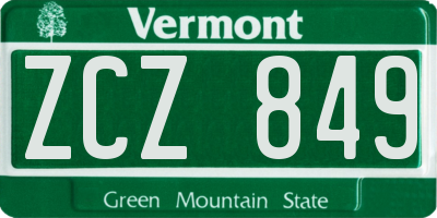 VT license plate ZCZ849