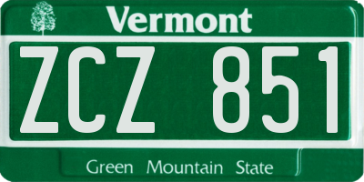 VT license plate ZCZ851