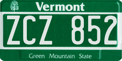 VT license plate ZCZ852