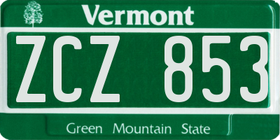 VT license plate ZCZ853