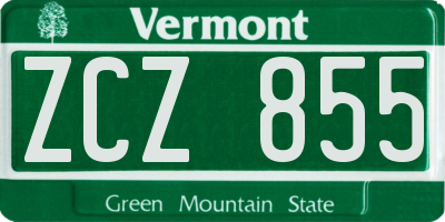 VT license plate ZCZ855
