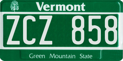 VT license plate ZCZ858