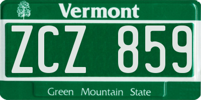 VT license plate ZCZ859