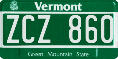 VT license plate ZCZ860