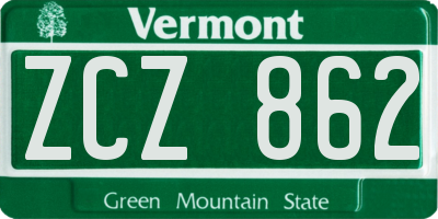 VT license plate ZCZ862