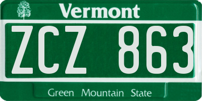 VT license plate ZCZ863