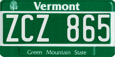 VT license plate ZCZ865