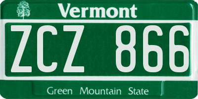 VT license plate ZCZ866