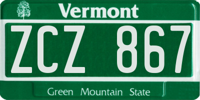 VT license plate ZCZ867