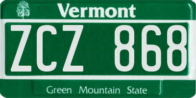 VT license plate ZCZ868