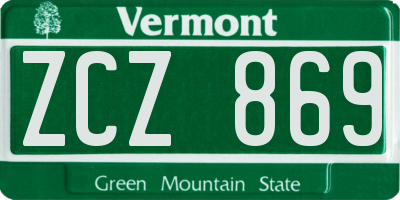 VT license plate ZCZ869