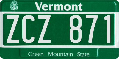 VT license plate ZCZ871