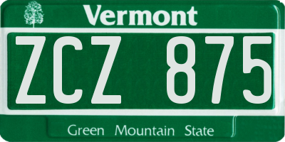 VT license plate ZCZ875