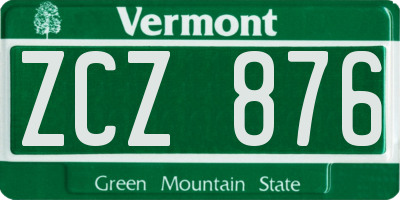 VT license plate ZCZ876