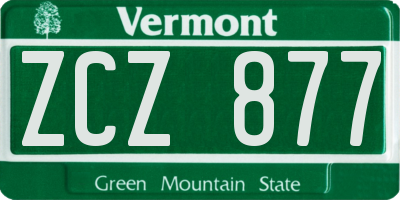 VT license plate ZCZ877
