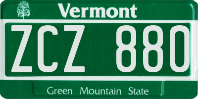 VT license plate ZCZ880