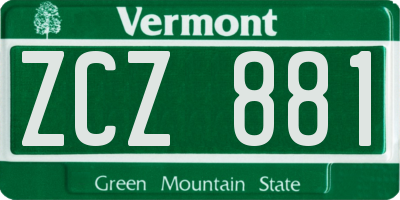 VT license plate ZCZ881