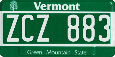 VT license plate ZCZ883